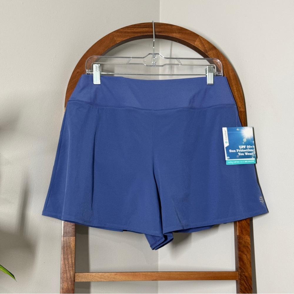 Coolibar MEDIUM Blue Grand Slam Tennis Pickle Ball Athletic Shorts NEW